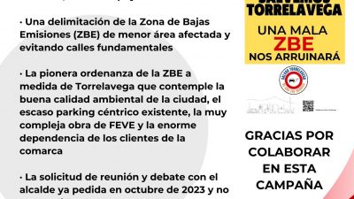 Iniciada la recogida de firmas contra la ZBE que pretende el Ayuntamiento de Torrelavega
